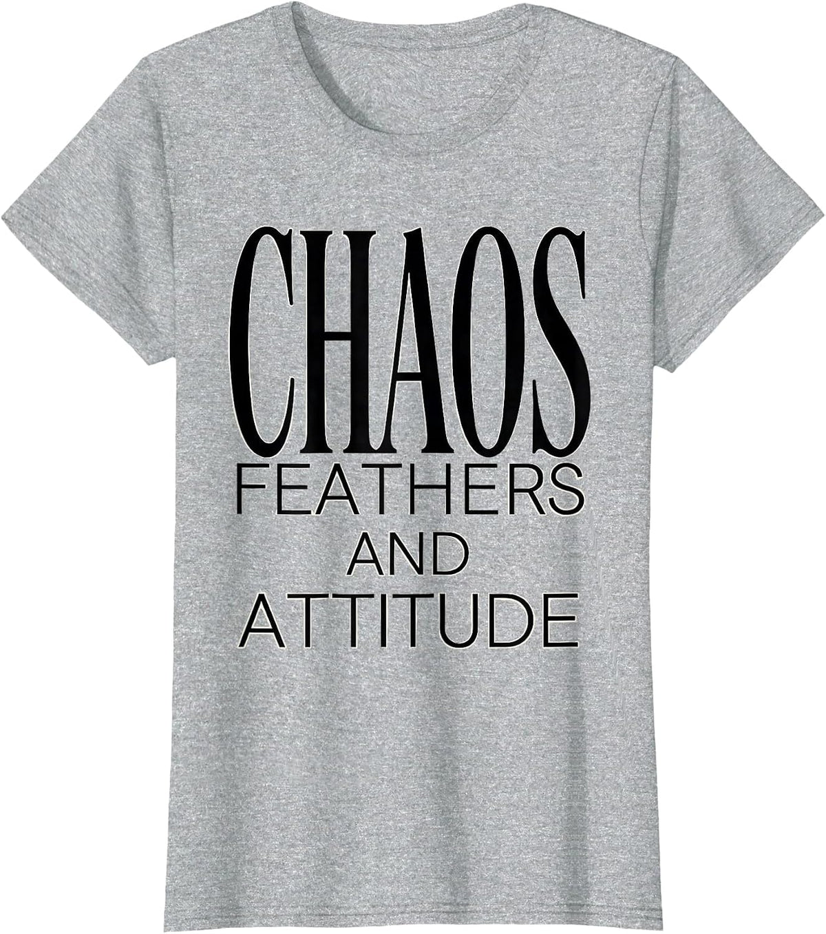 Women's Chaos Feathers and Attitude Crow Design T-Shirt - Heather Grey