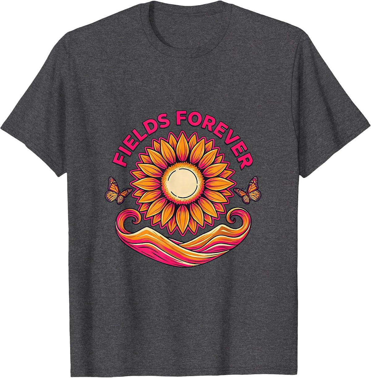Men's Fields Forever Scenic Nature Graphic Design T-Shirt - Dark Heather Grey