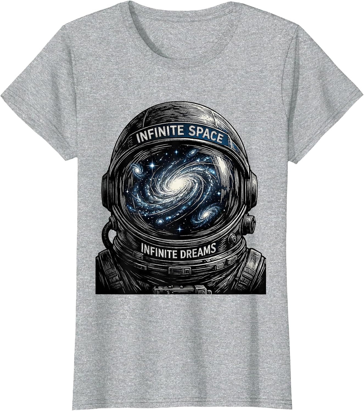 Women's Infinite Space Infinite Dreams Galaxy Design T-Shirt - Heather Grey