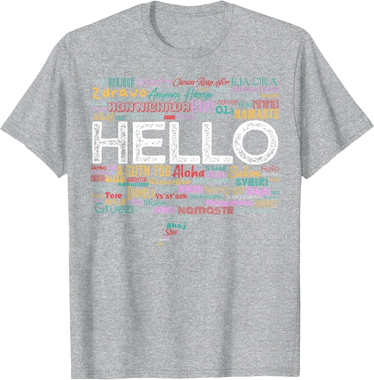 Start with Hello Different World Language Learning Teacher T-Shirt - Heather Grey