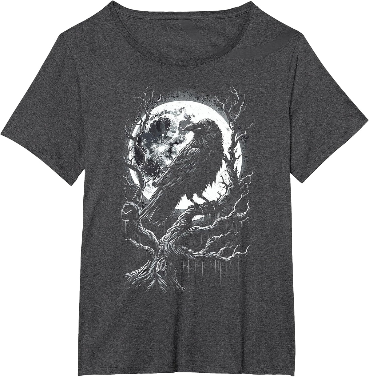 Black Crow Raven Bird T-Shirt - Dark Heather Grey