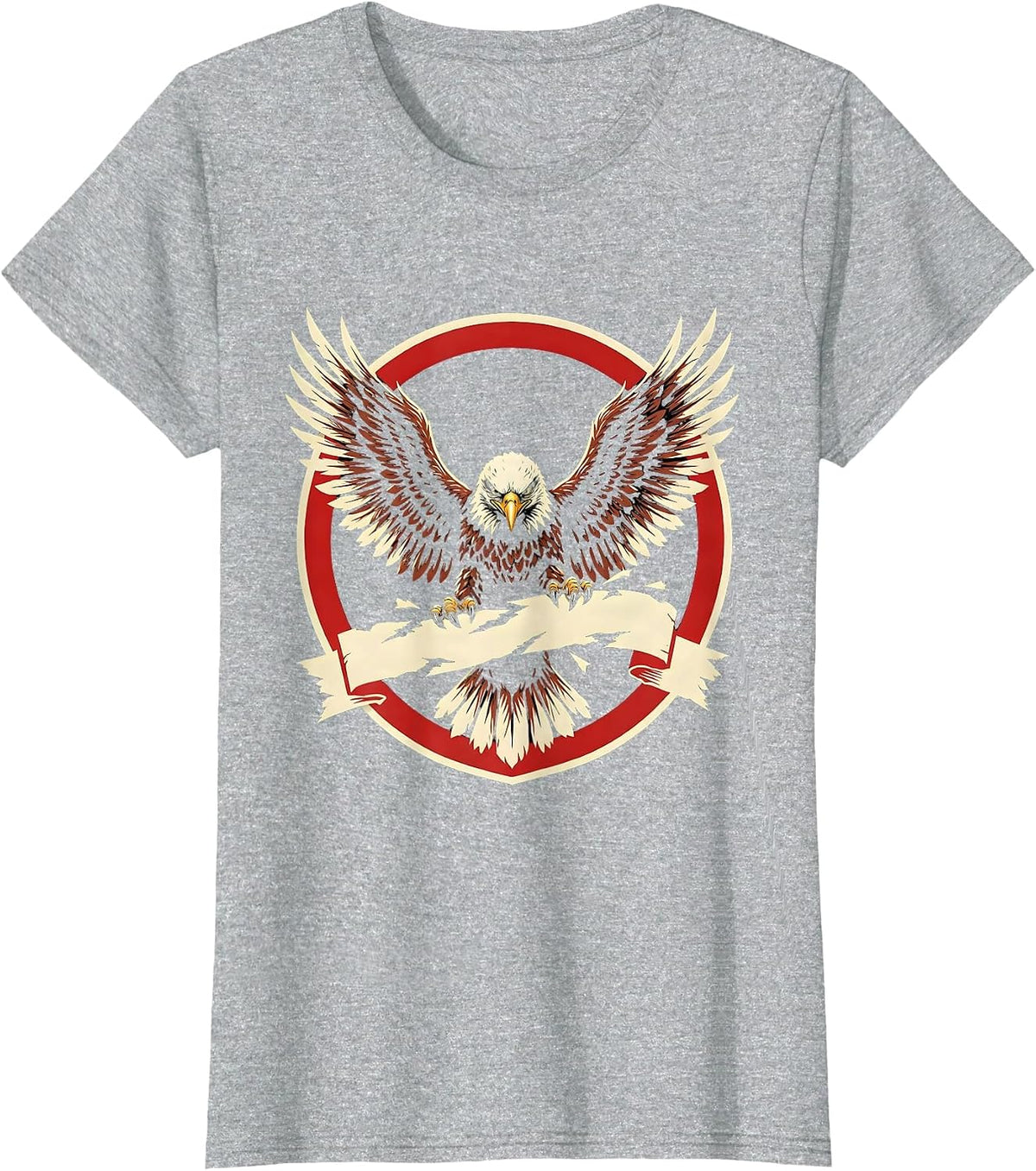 Bald Eagle Shredding Red Tape Patriotic Design T-Shirt - Heather Grey
