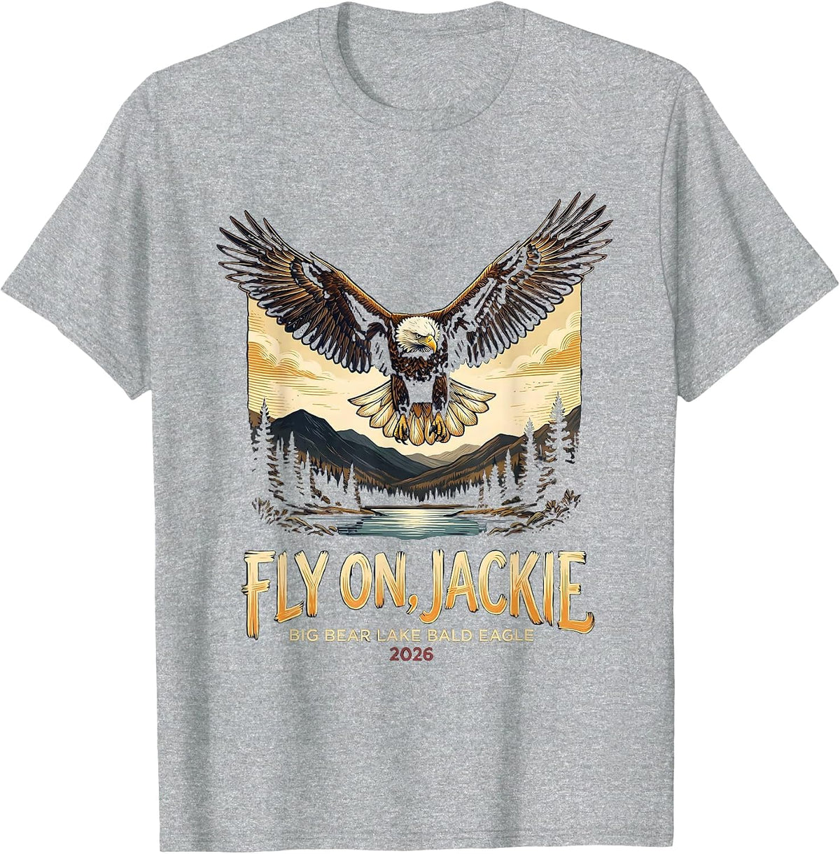Men's Fly On, Jackie Big Bear Lake Bald Eagle Memorial T-Shirt - Heather Grey