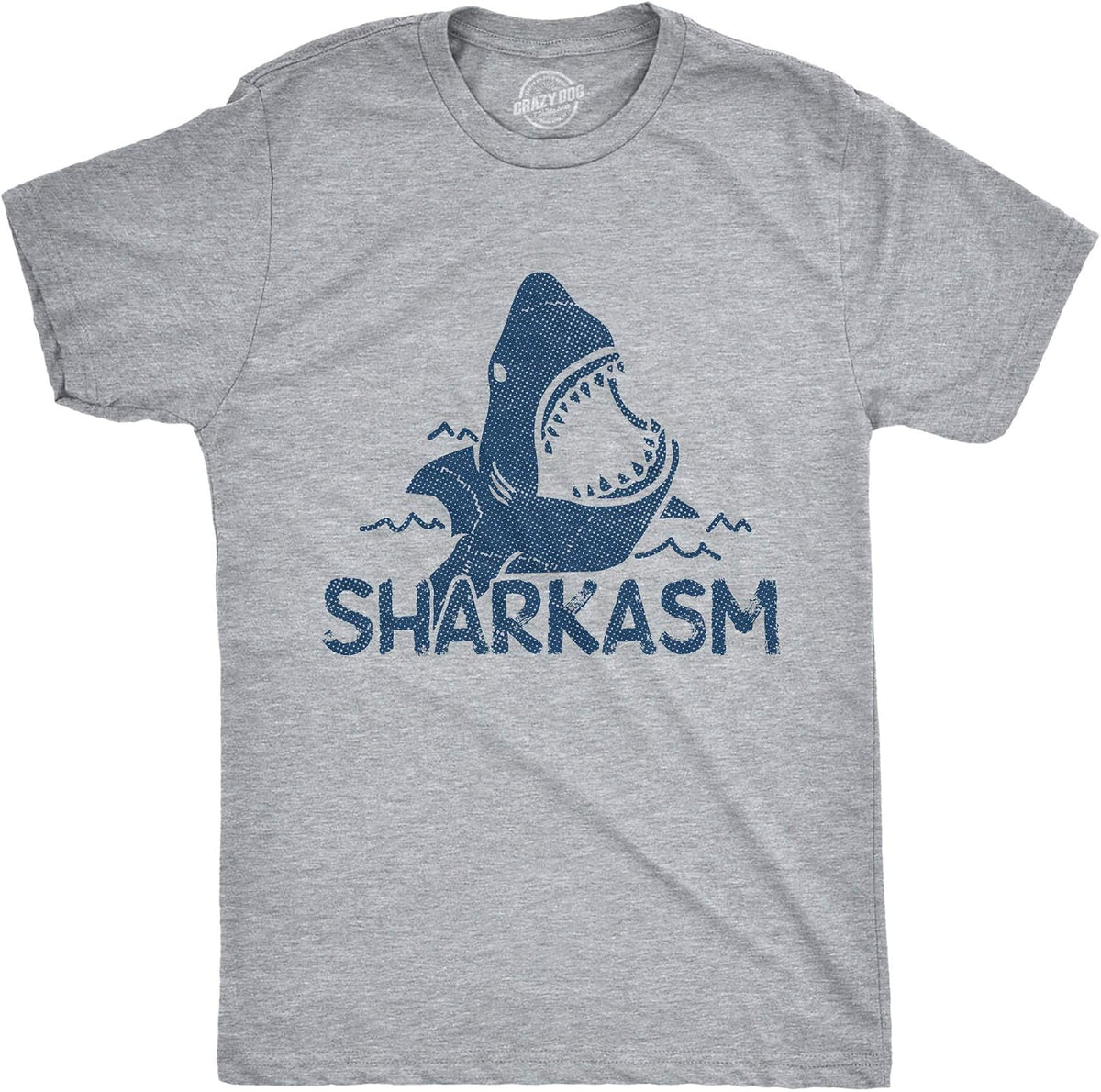 Funny Shark T Shirts for Men Jaws Shirts for Guys Funny Graphic Tee - Light Heather Grey - Sharkasm