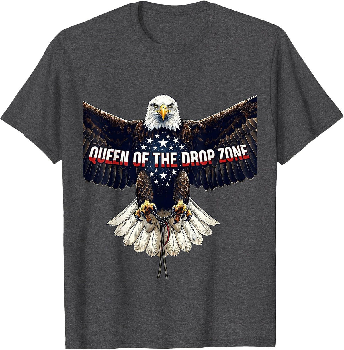 Queen of the Drop Zone Skydiving Design T-Shirt - Dark Heather Grey