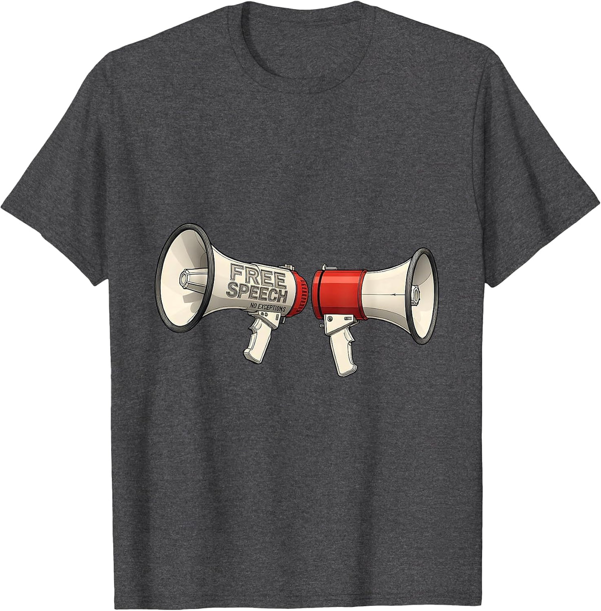 Men's Free Speech No Exceptions Bold Statement Design T-Shirt - Dark Heather Grey