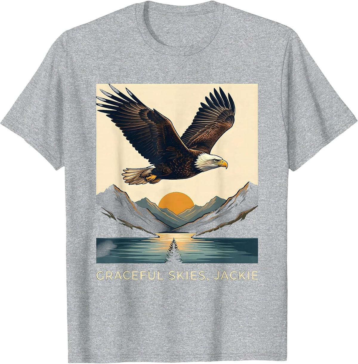 Men's Graceful Skies Jackie Bald Eagle Memorial Tribute Big Bear T-Shirt - Heather Grey