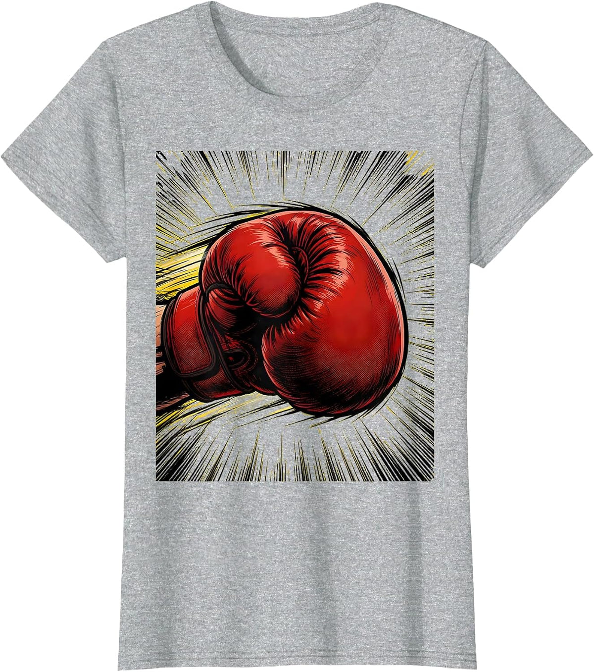 Boxing Punch Graphic with Speed Lines T-Shirt - Heather Grey