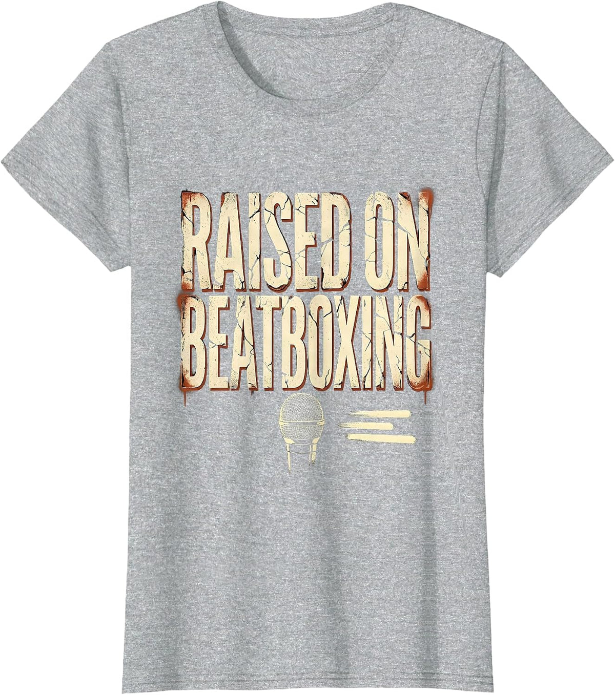 Raised On Beatboxing Distressed Vintage 90s Hip Hop Rap T-Shirt - Heather Grey