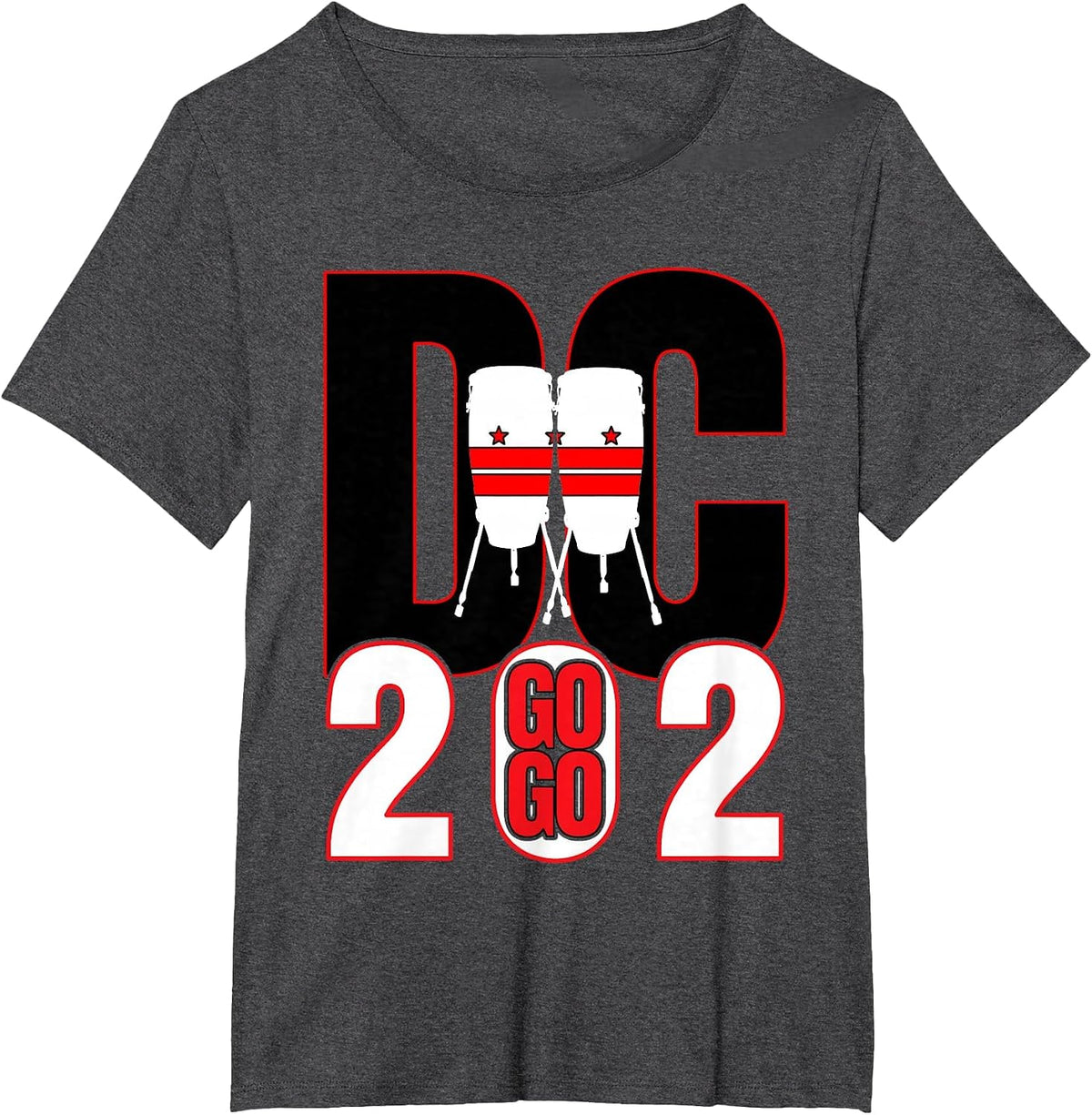Washington DC Nations Capitol Conga Drums Go Go Music 202 T-Shirt - Dark Heather Grey