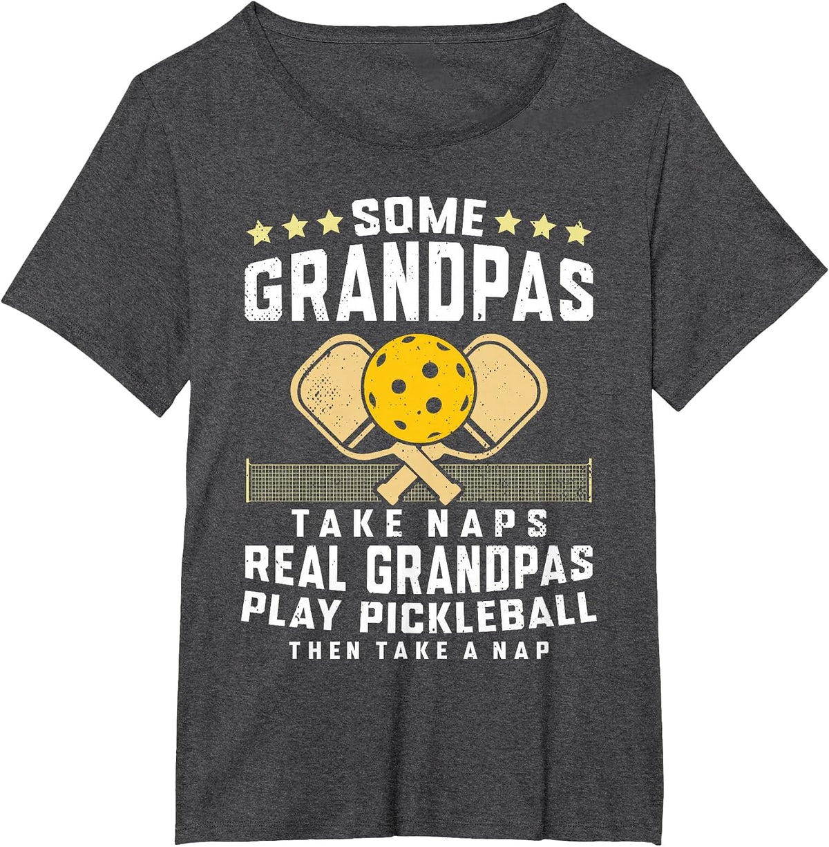 Pickleball Design for Men Grandpa Funny Pickleball Player T-Shirt - Dark Heather Grey