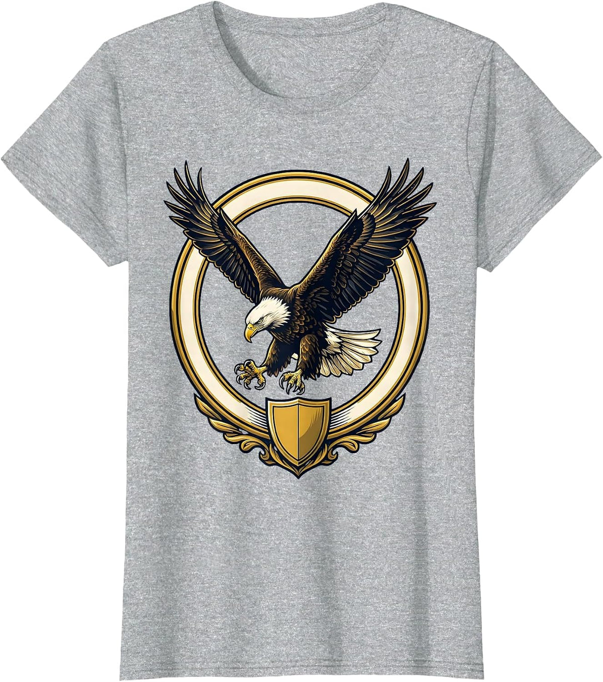 Bald Eagle Diving Talons Extended Patriotic Design T-Shirt - Heather Grey