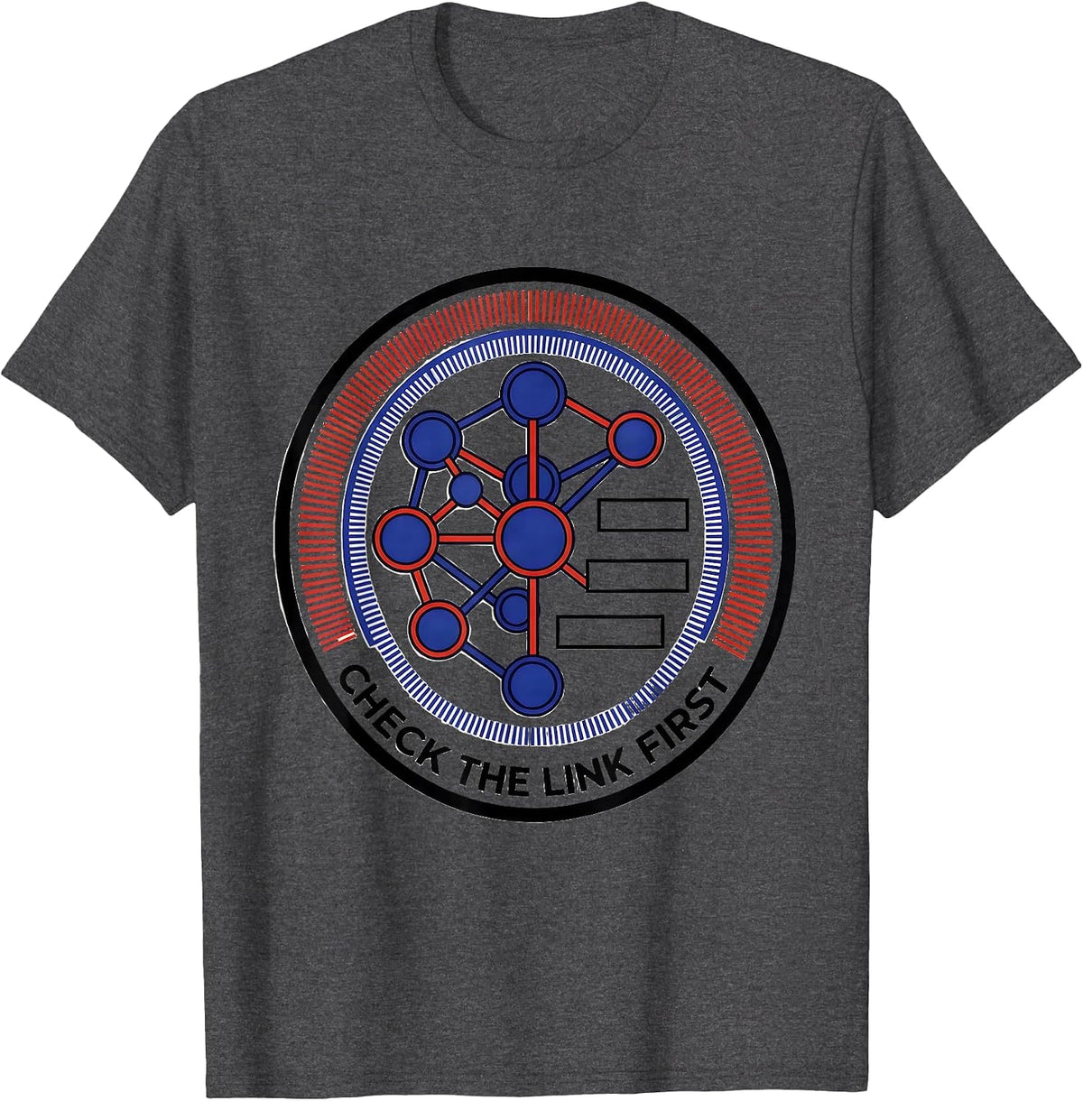 Check The Link First Bauhaus Modernist IT Support Programmer T-Shirt - Dark Heather Grey