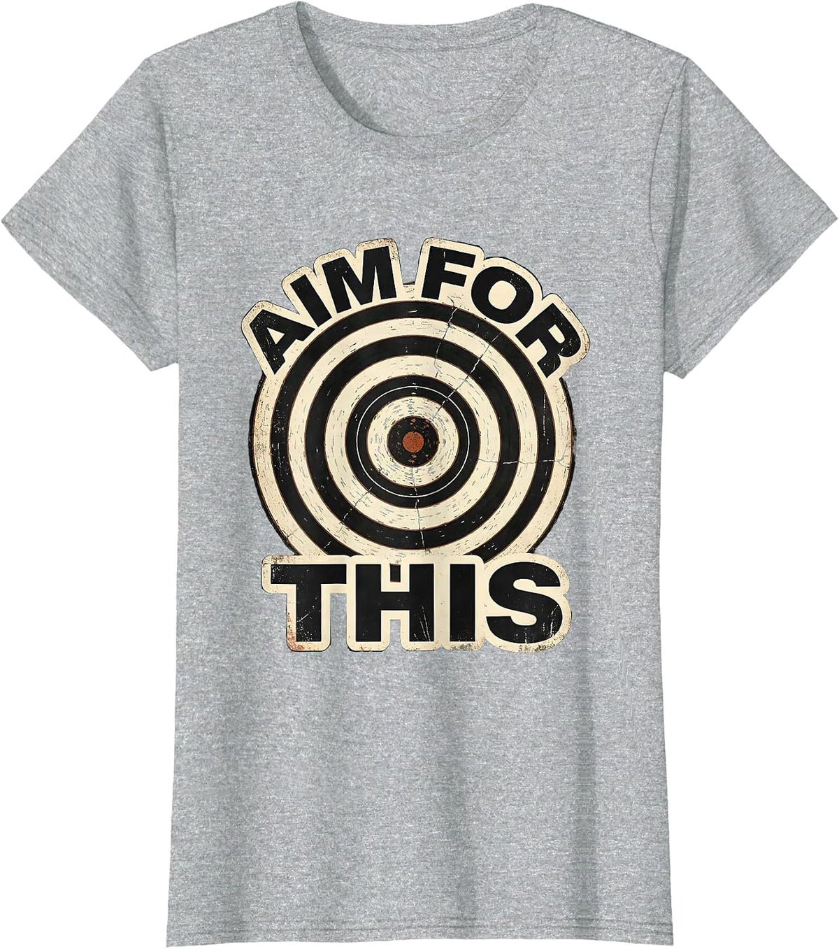 AIM FOR THIS Distressed Bullseye Target Archery Shooting T-Shirt - Heather Grey