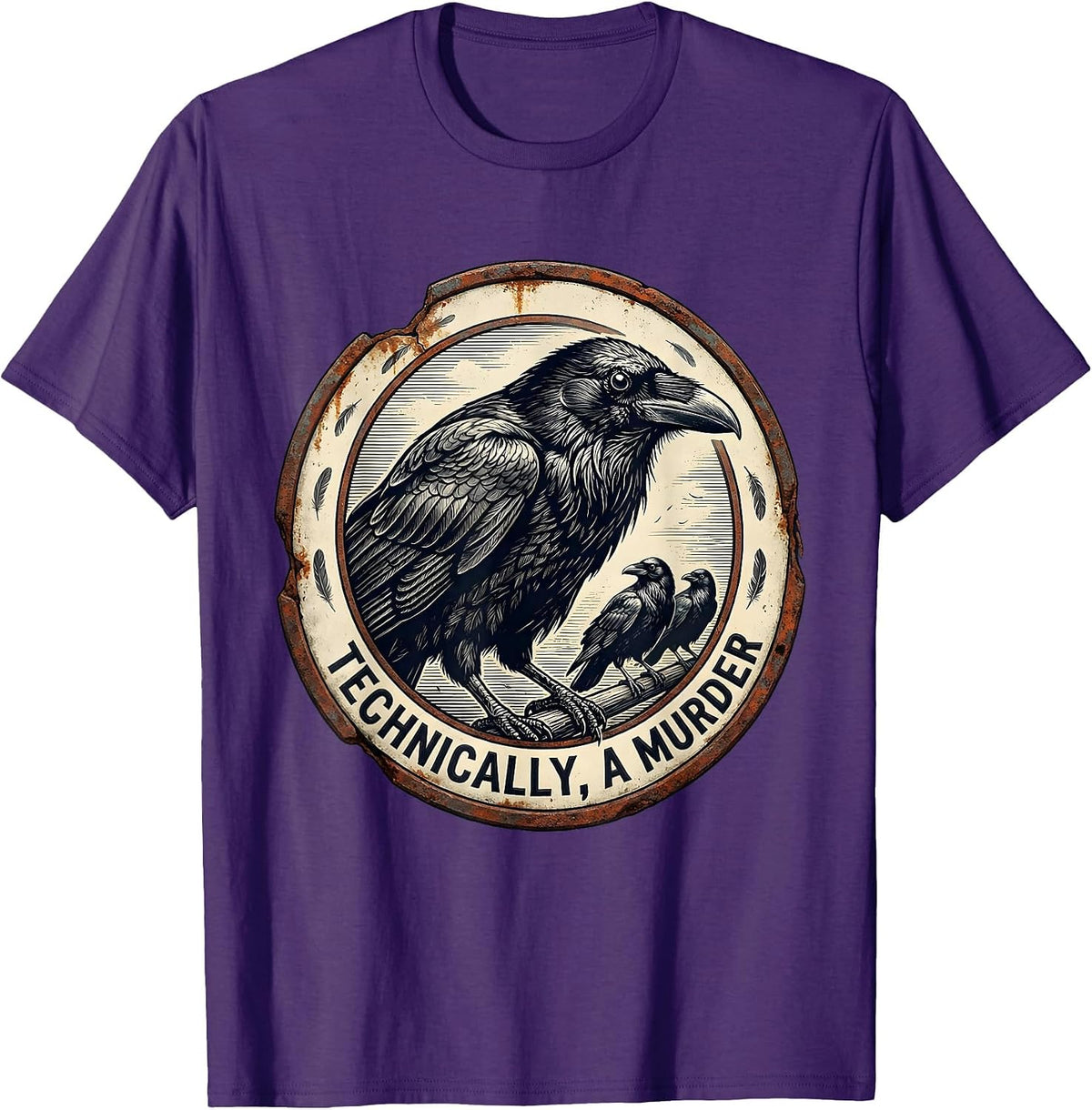 Men's Technically, A Murder Vintage Dark Humor Crow Gothic T-Shirt - Purple