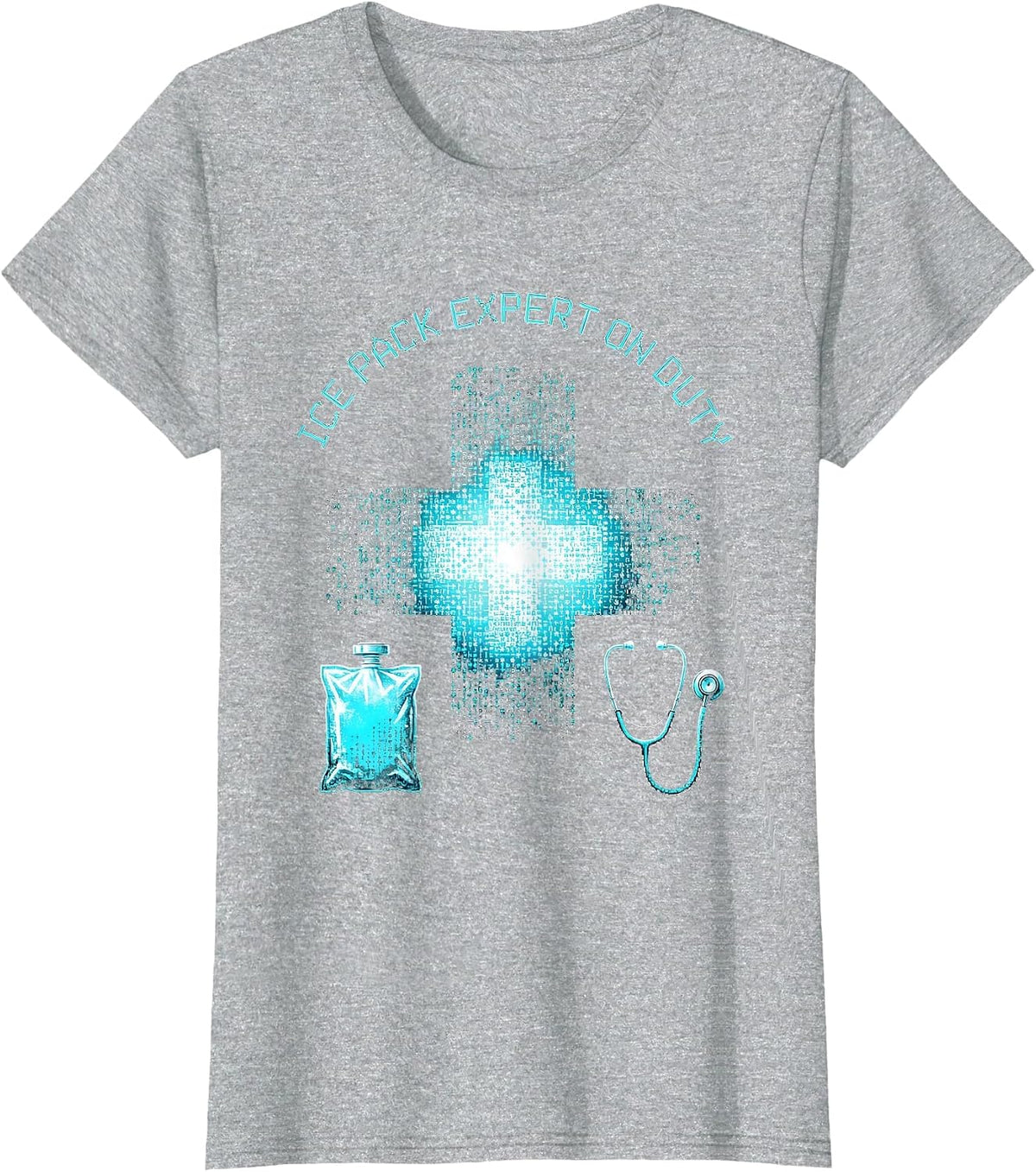 Ice Pack Expert On Duty School Nurse Design T-Shirt - Heather Grey