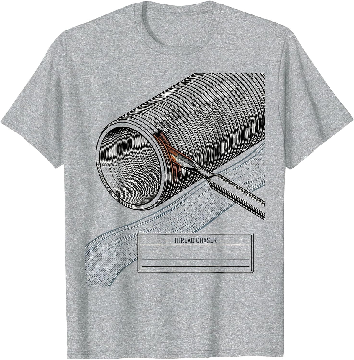 Men's Thread Chaser Funny Plumber Pipefitter Occupational Humor T-Shirt - Heather Grey