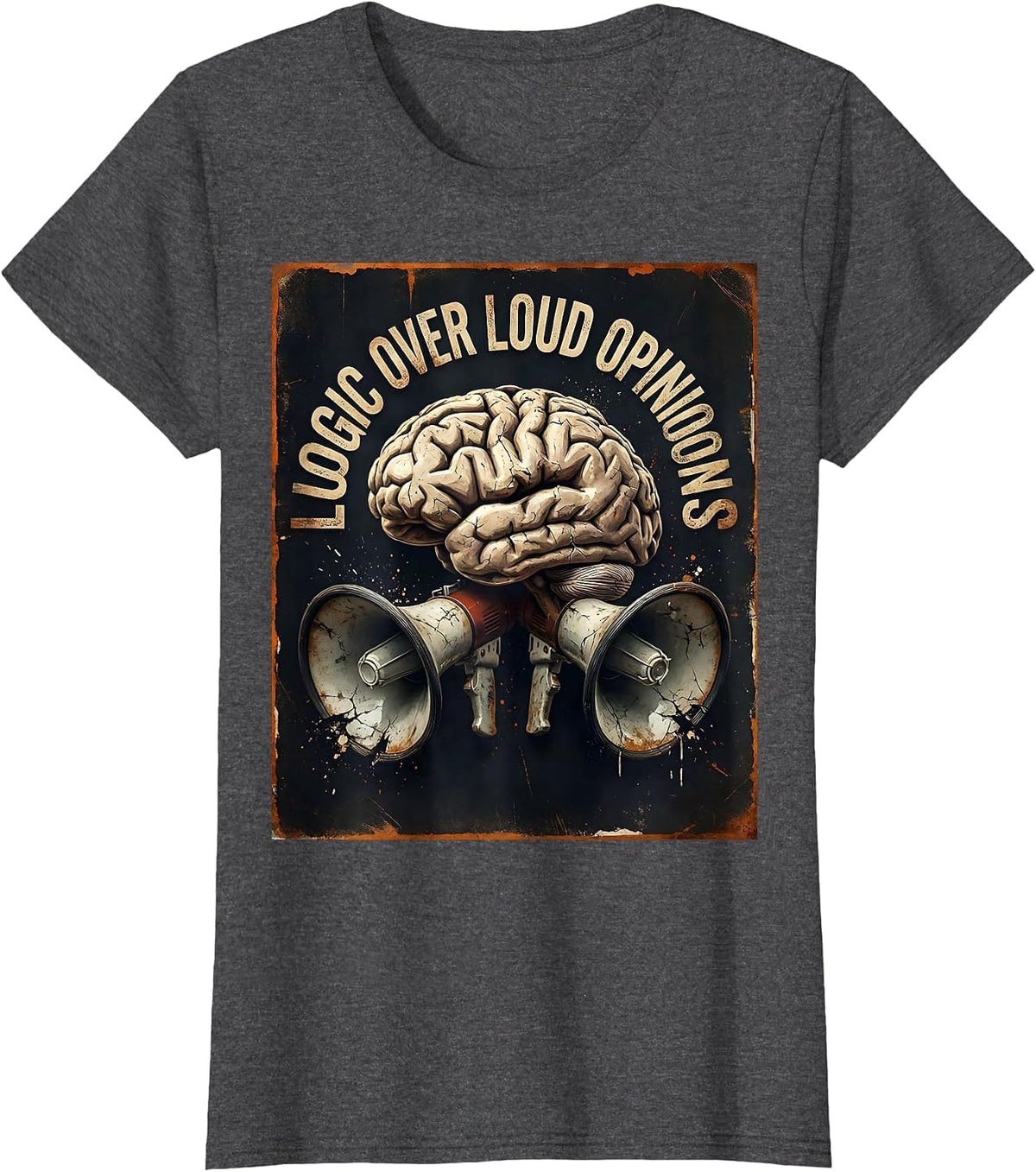 Women's Make Sense Common Again Logic Over Loud Opinions T-Shirt - Dark Heather Grey