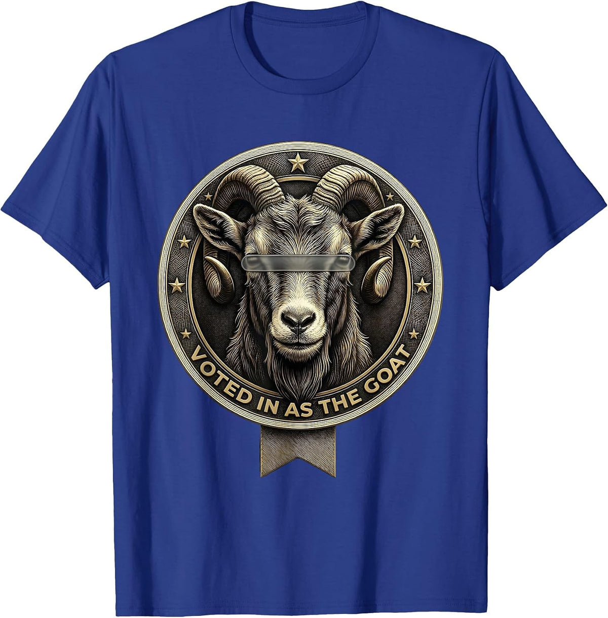 Men's Voted In As The Goat Cool Goat With Sunglasses Funny Animal T-Shirt - Royal Blue