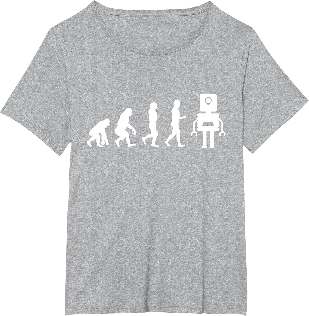 Funny Robotic Machine Learning AI Evolution Robot T-Shirt - Heather Grey