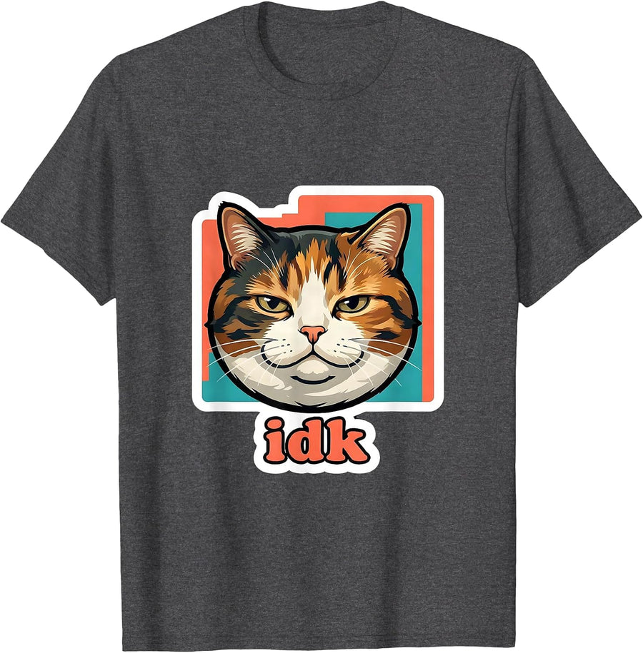 Men's idk Funny Cat Meme Slang For Teens Boys Girls Men Women T-Shirt - Dark Heather Grey