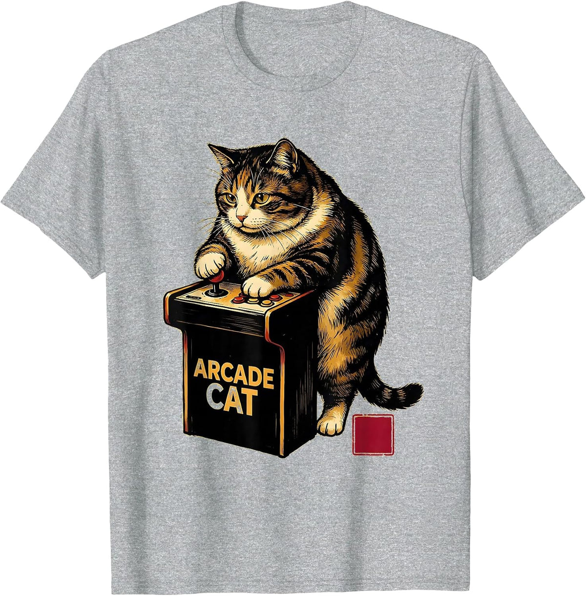 Men's Arcade Cat Playful Japanese Anime Cat Gamer Gift T-Shirt - Heather Grey