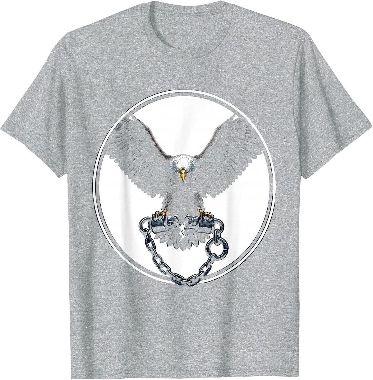 Men's Bald Eagle Broken Shackle Freedom Graphic T-Shirt - Heather Grey