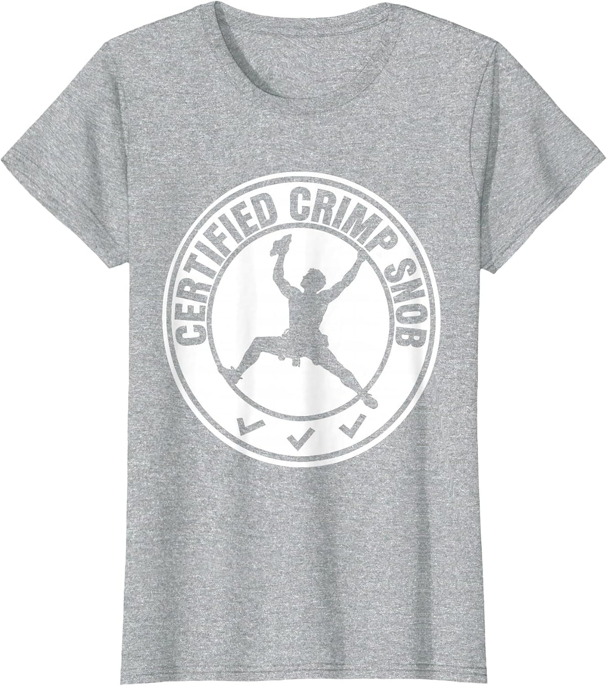 Certified Crimp Snob Funny Rock Climbing Bouldering T-Shirt - Heather Grey