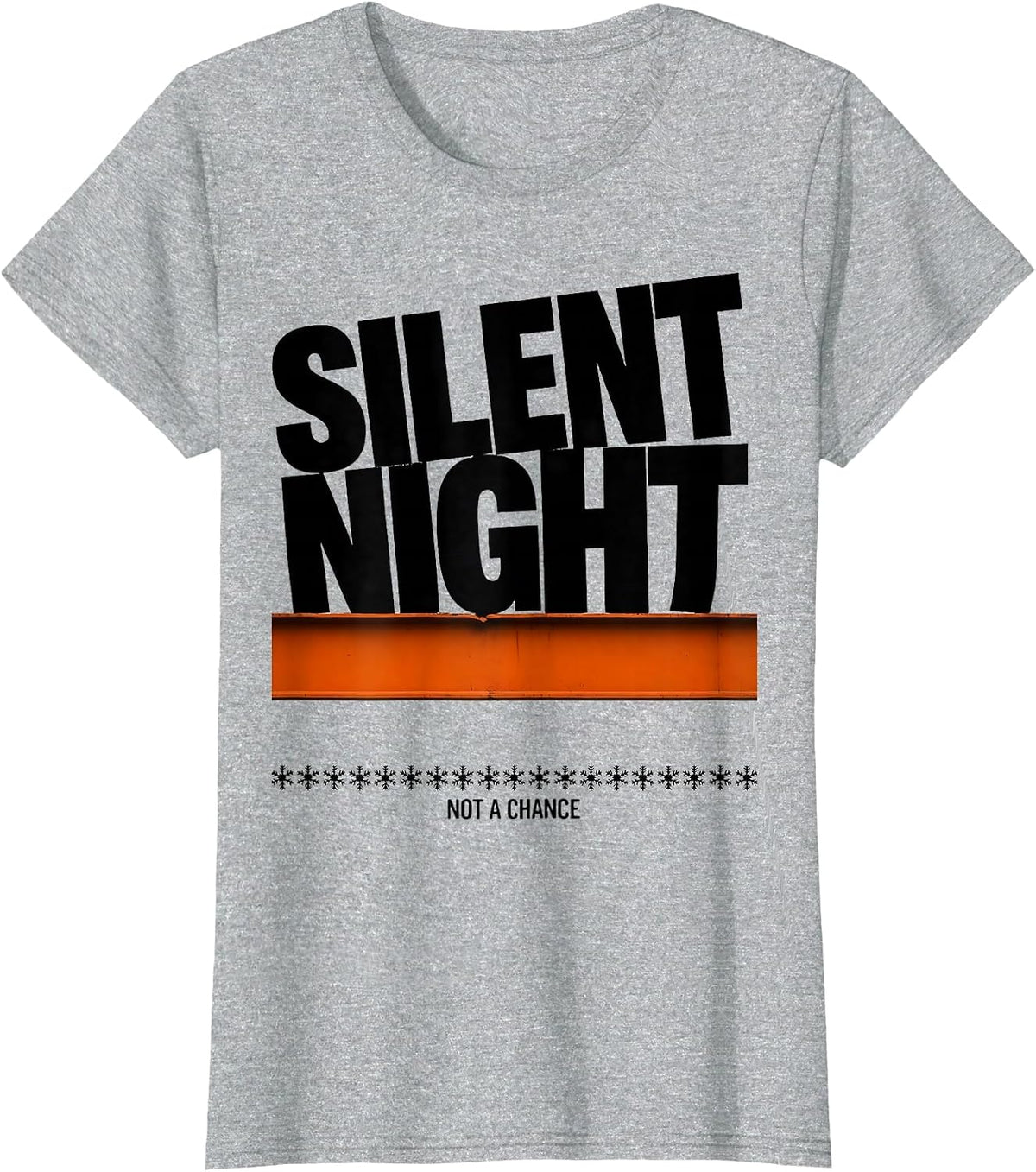 Silent Night Not A Chance Brutalist Heavy Metal Christmas T-Shirt - Heather Grey