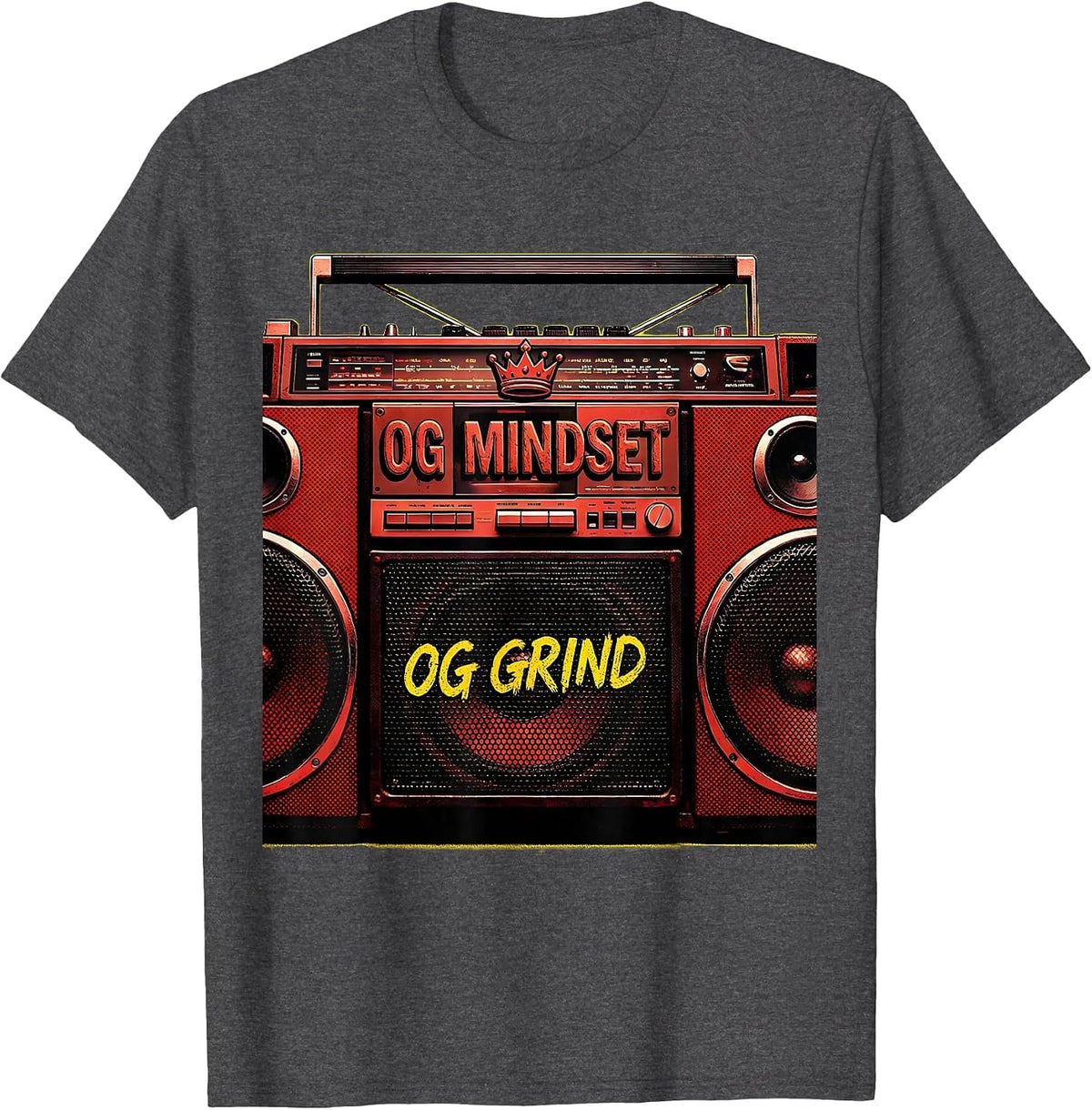 Men's OG Mindset OG Grind Hustle Graphic Design T-Shirt - Dark Heather Grey