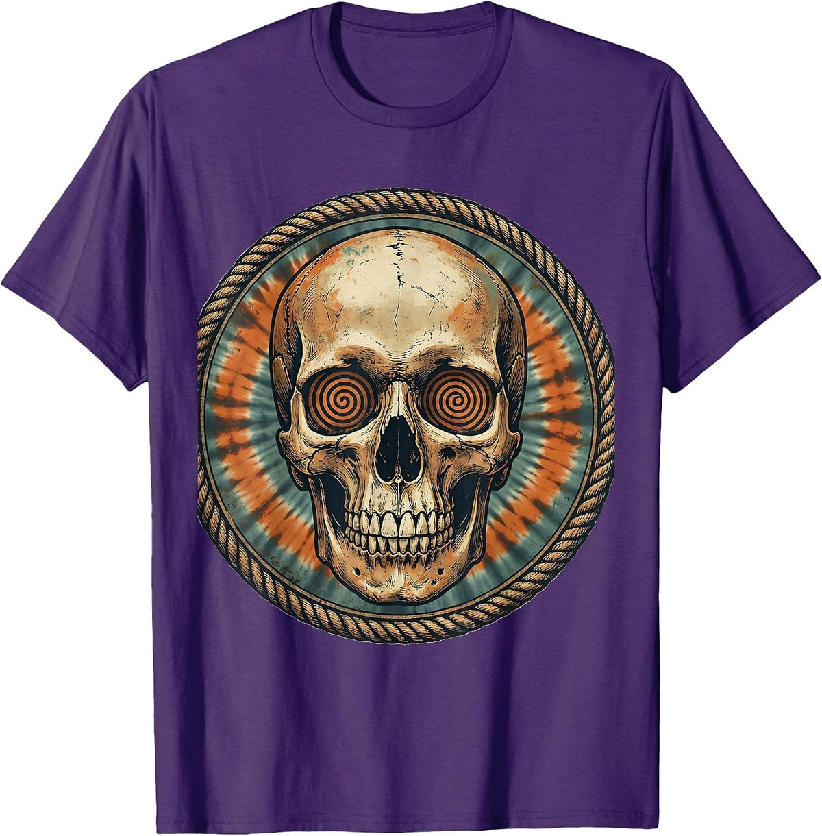 Skull Tie Dye Swirl Eye Sockets Graphic T-Shirt - Purple