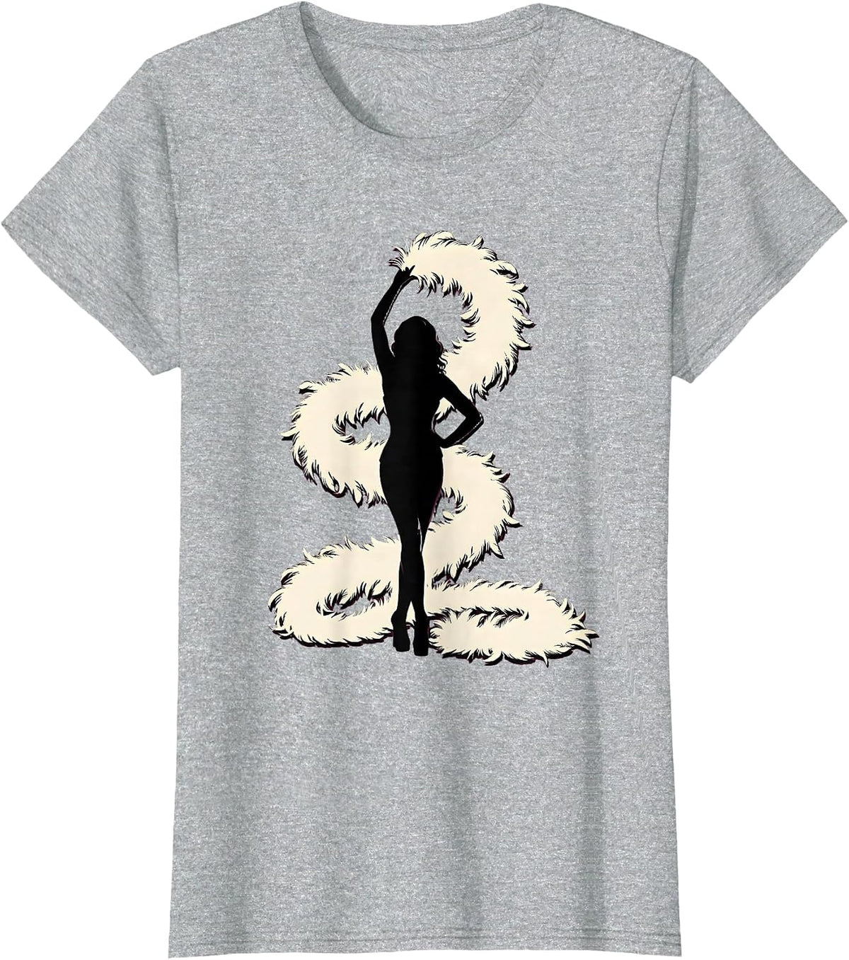 Feather Boa Coiled Snake Showgirl Graphic T-Shirt - Heather Grey