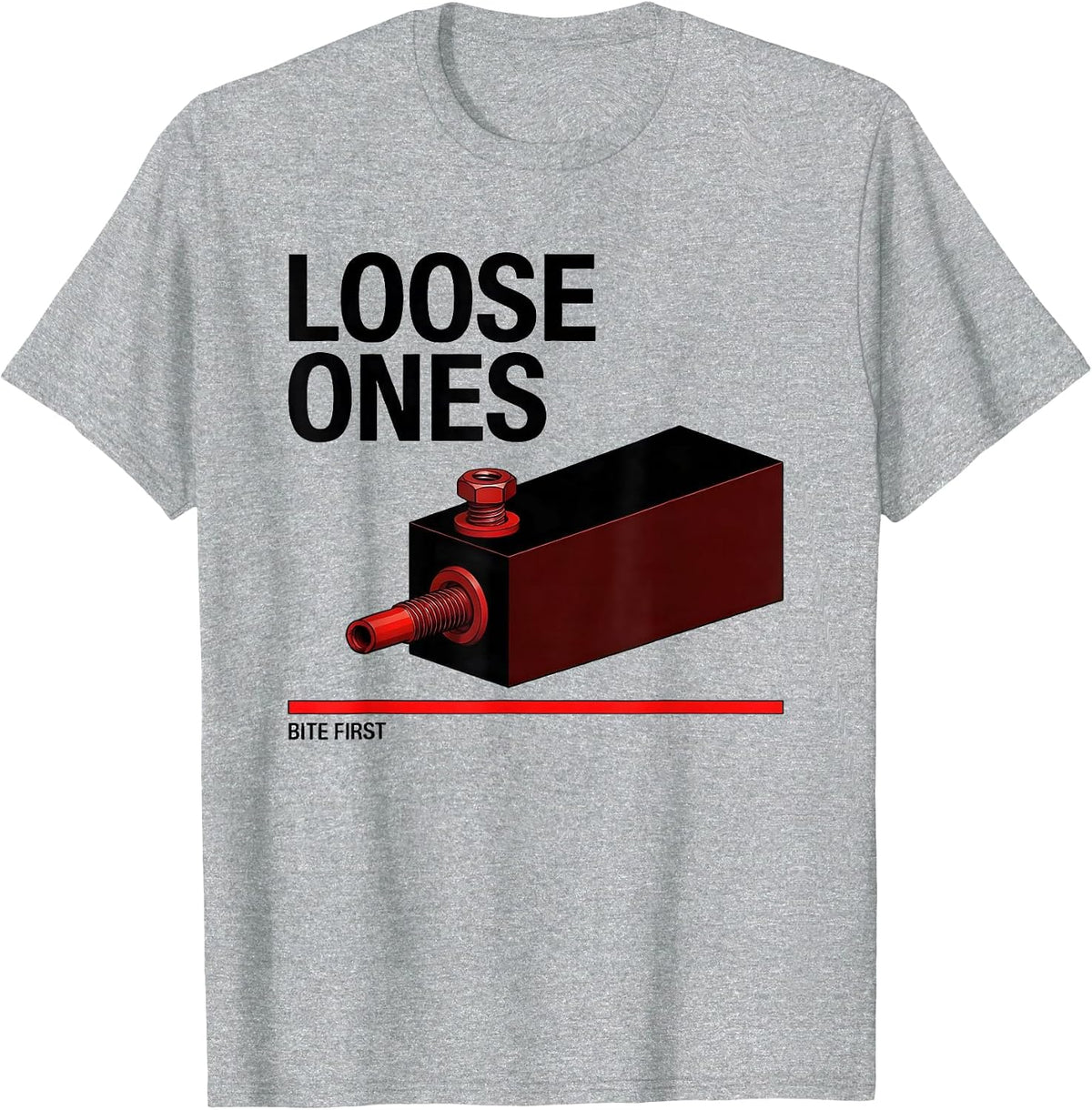 Loose Ones Bite First Funny Electrician Engineer Lineman T-Shirt, Men, Heather Grey, XX-Large - As Pictured