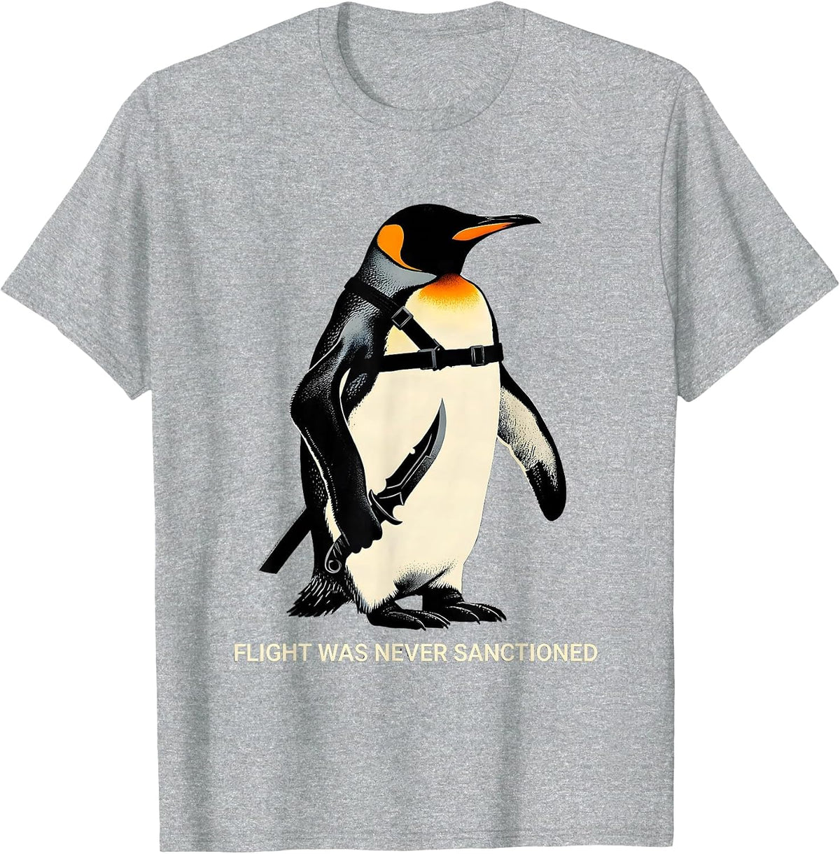 Men's Flight Was Never Sanctioned Funny Tactical Penguin Martial T-Shirt - Heather Grey