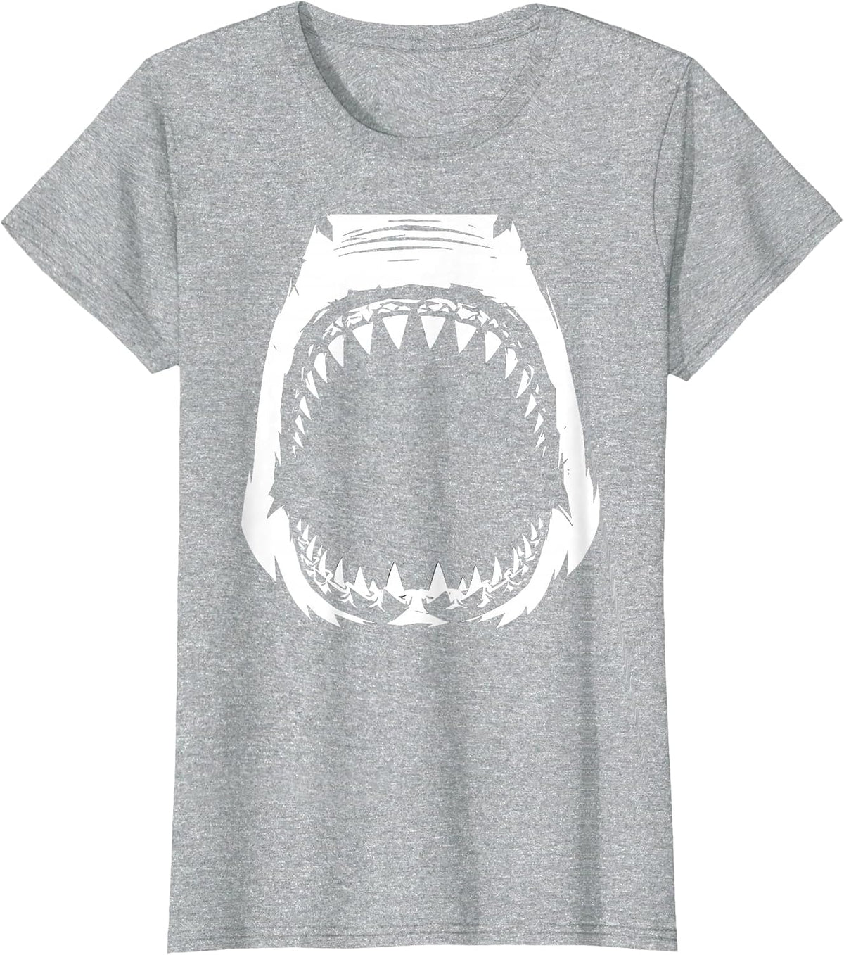 Close-Up Shark Jaws Graphic Tee T-Shirt - Heather Grey