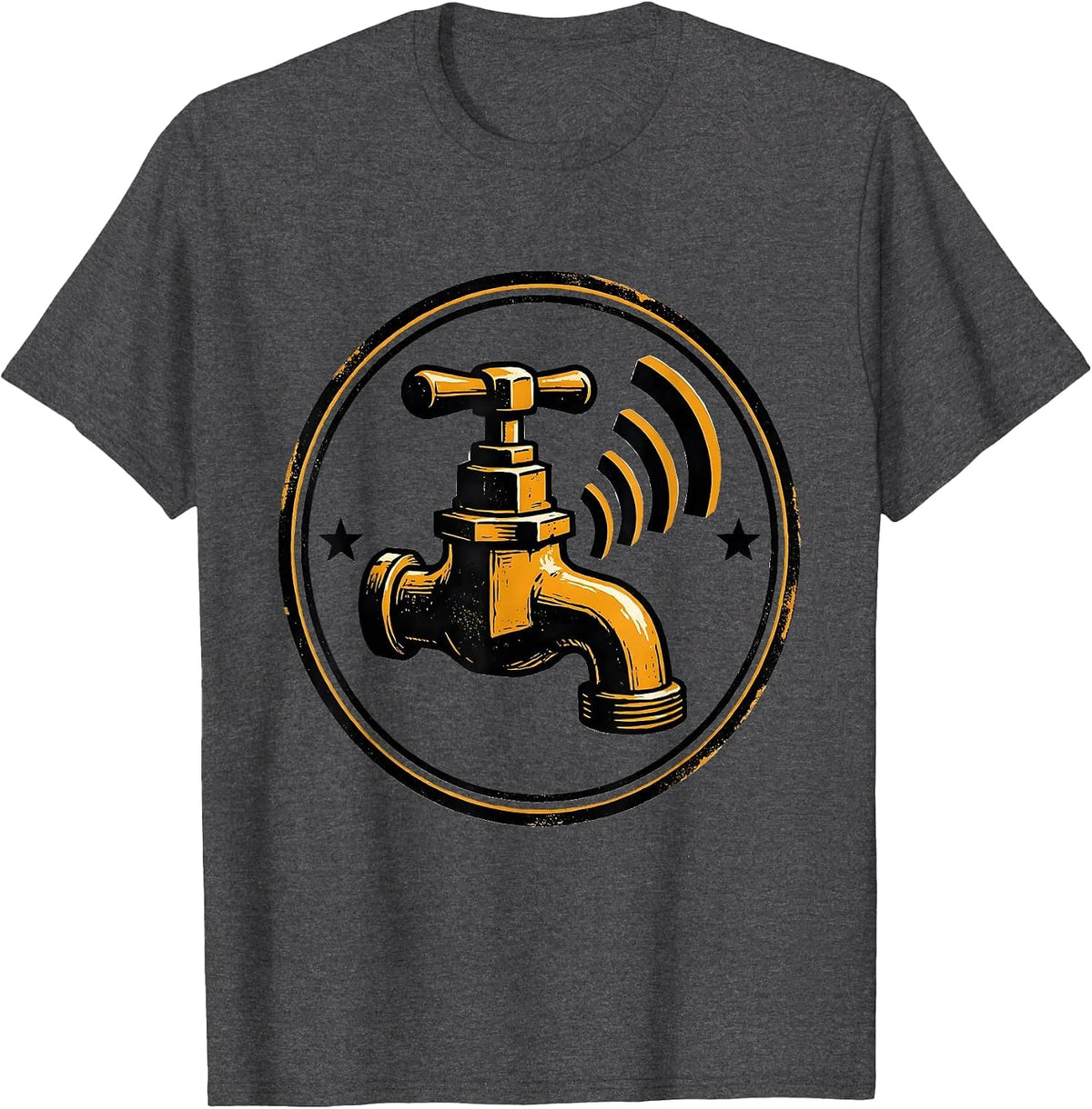 Sealed Faucet Badge Funny Plumber Pipefitter Occupation T-Shirt - Dark Heather Grey
