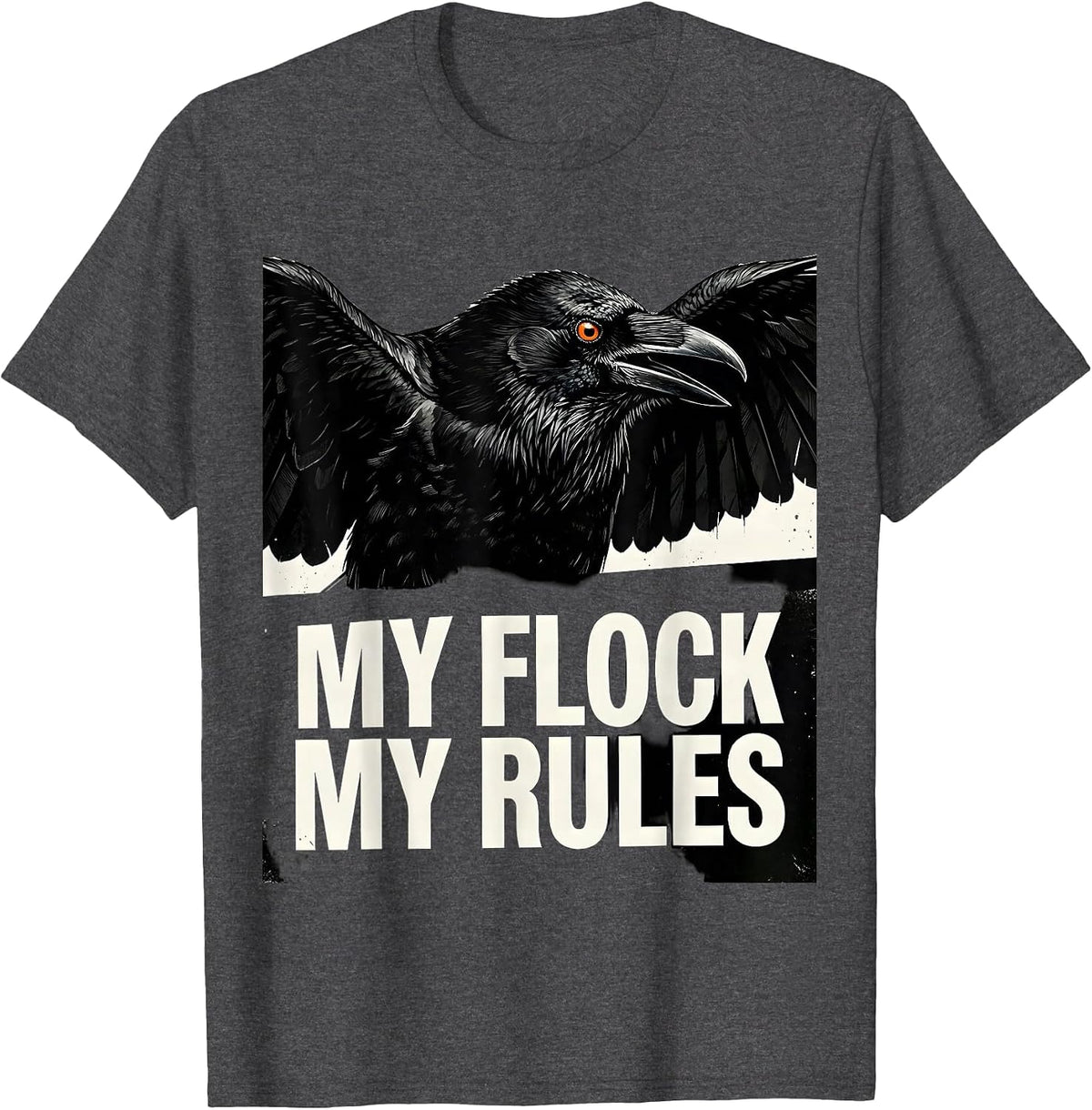 Men's My Flock My Rules Funny Chicken Design T-Shirt - Dark Heather Grey