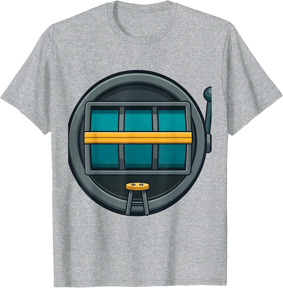 Men's Sealed Reel Badge Flat Vector Casino Gambler Gift T-Shirt - Heather Grey
