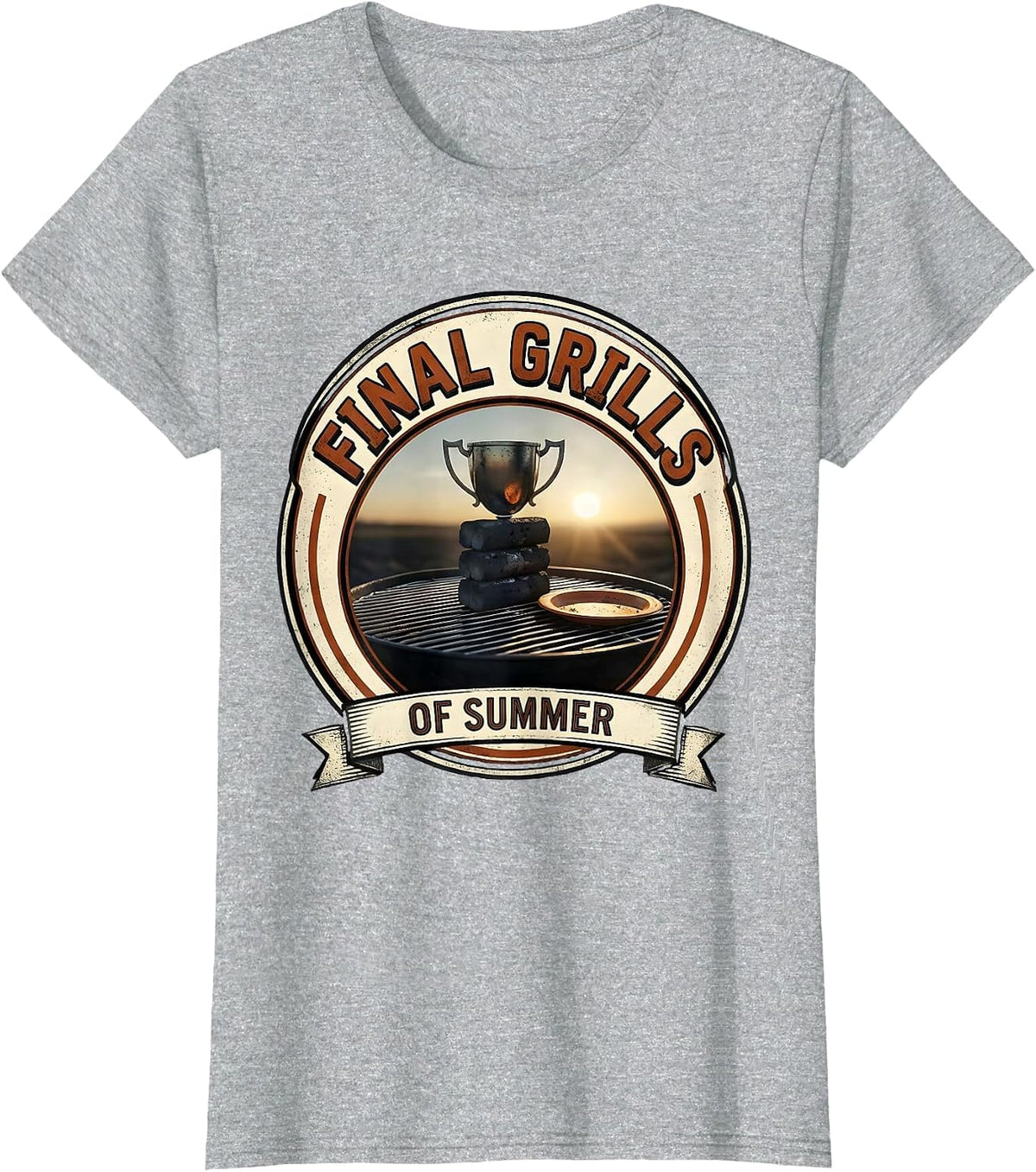 Final Grills Of Summer BBQ Pitmaster Last Cookout Humor T-Shirt - Heather Grey