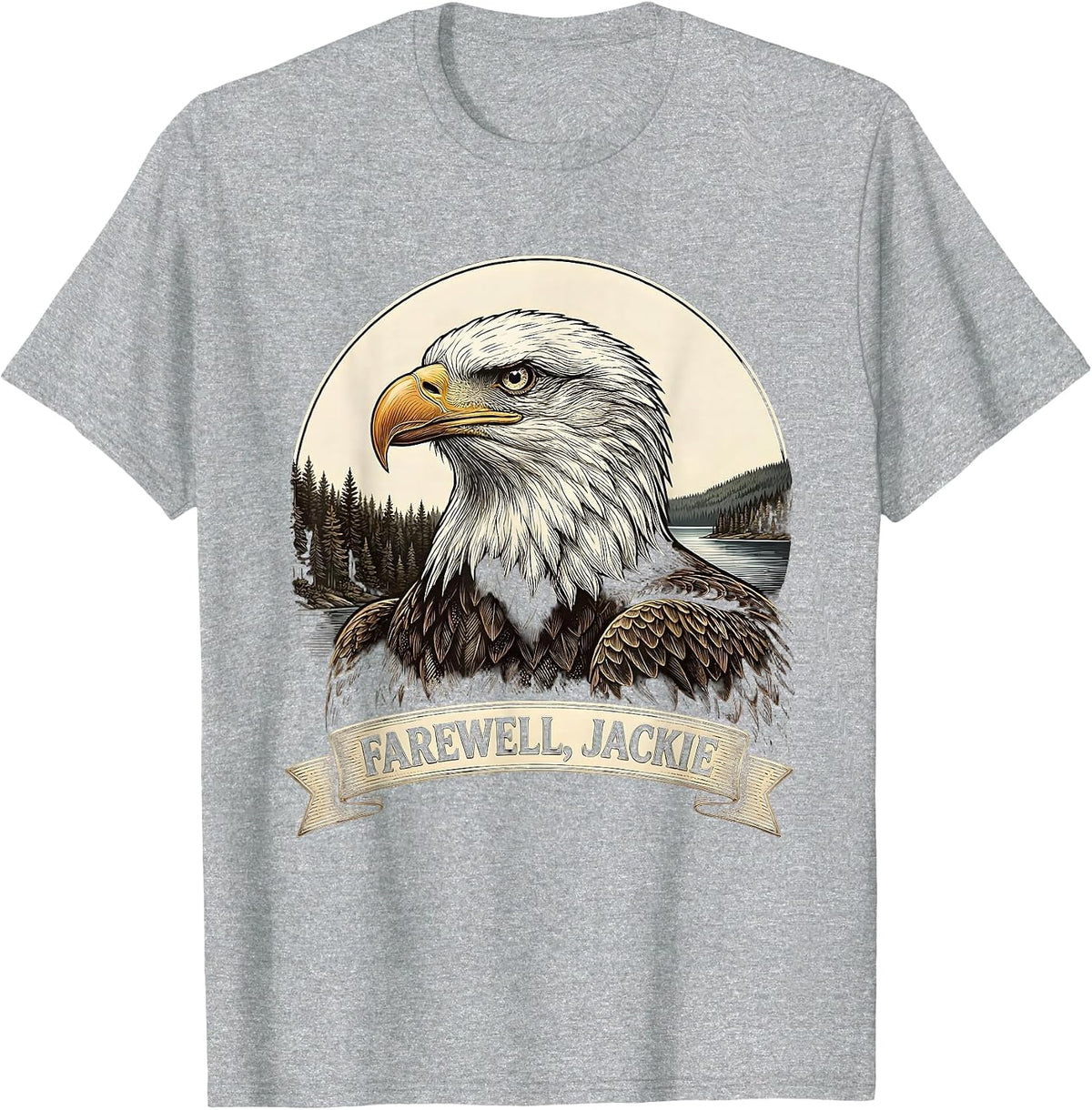 Men's Farewell, Jackie Bald Eagle Memorial Tribute Crosshatch T-Shirt - Heather Grey