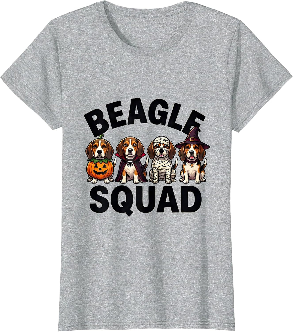 Beagle Squad Cartoon Halloween Dog Breed Squad Costume T-Shirt - Heather Grey