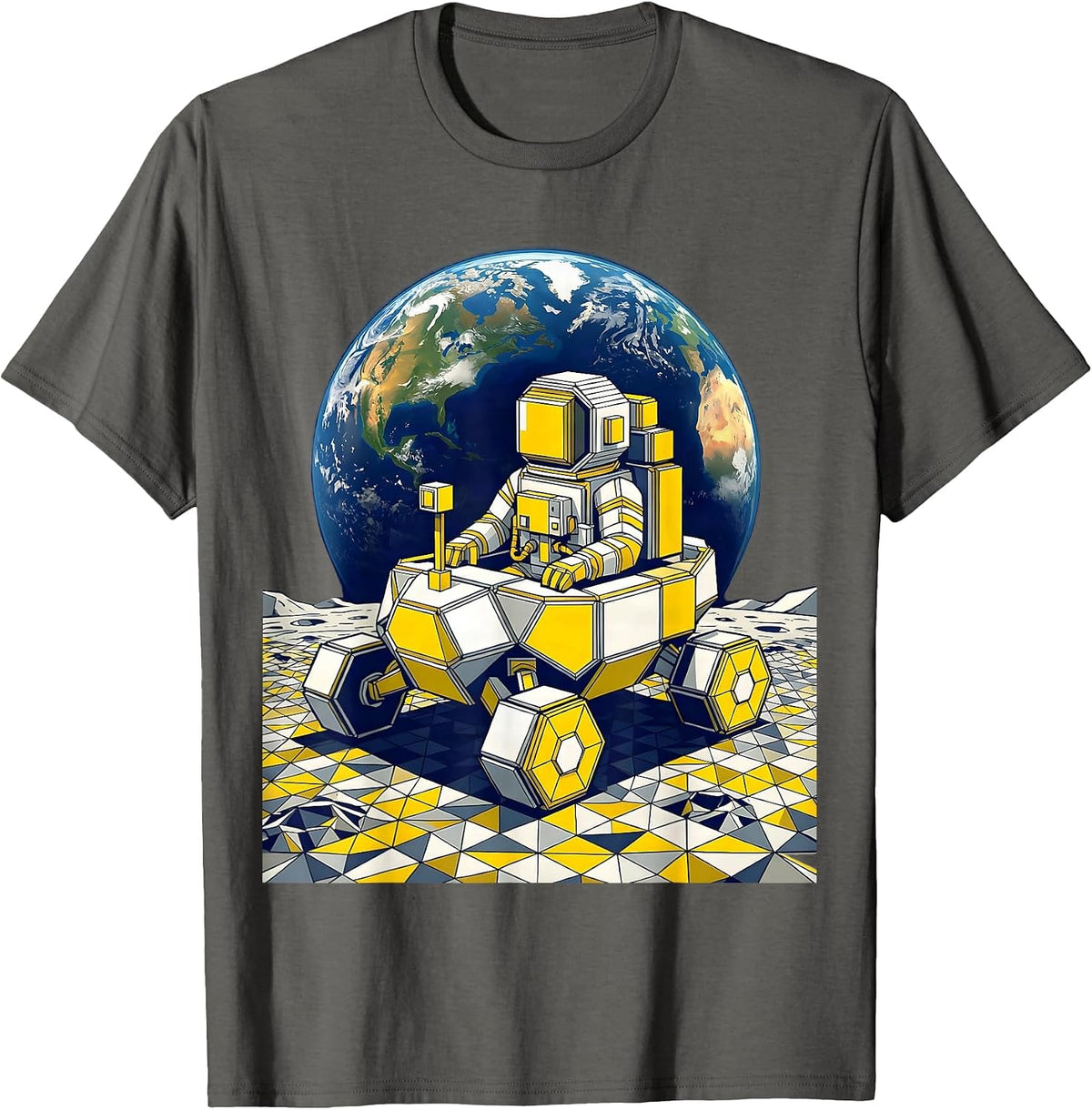 Astronaut Moon Rover Space Exploration Graphic T-Shirt - Asphalt Grey