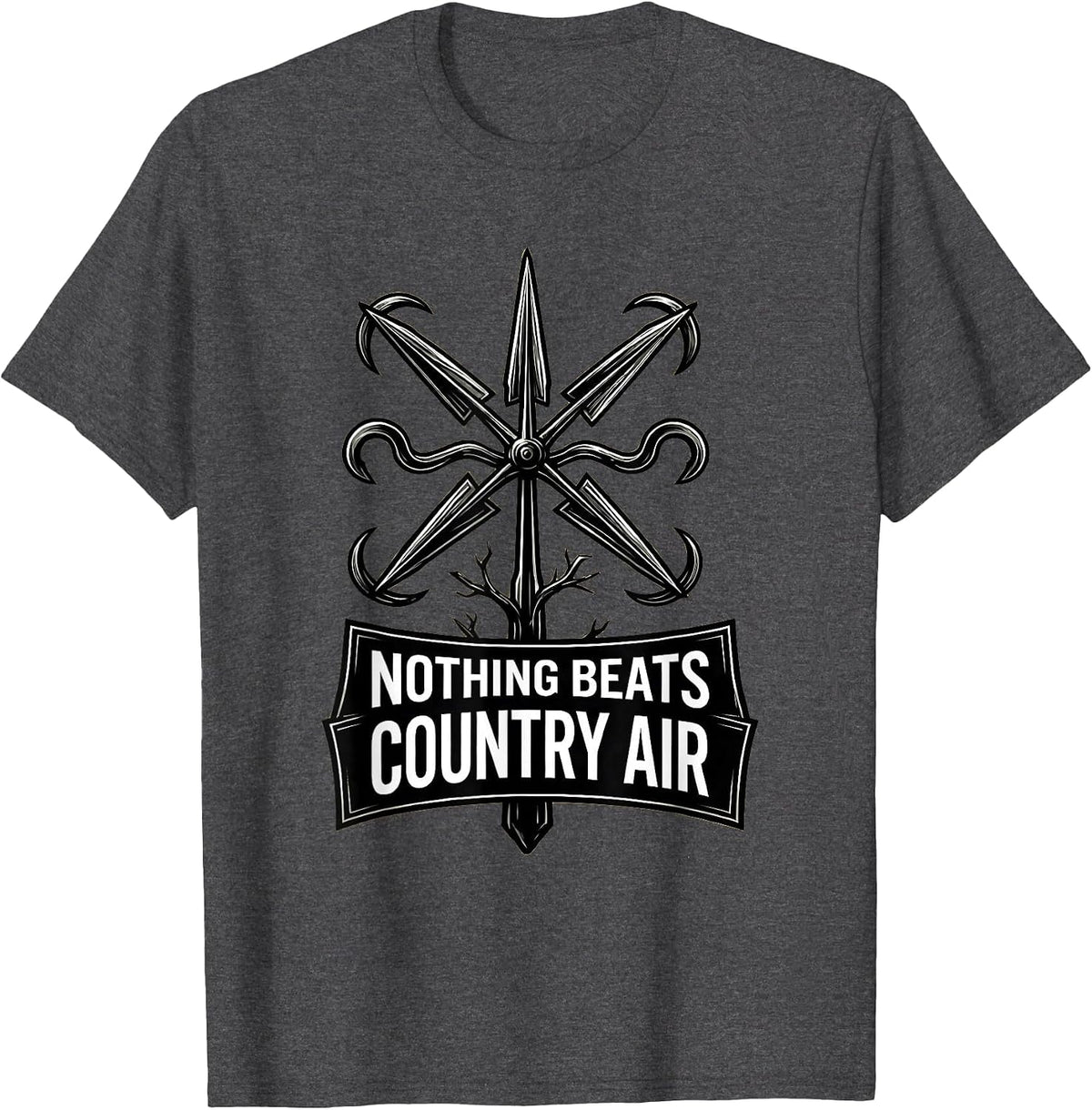 Men's Nothing Beats Country Air Rural Life Design T-Shirt - Dark Heather Grey