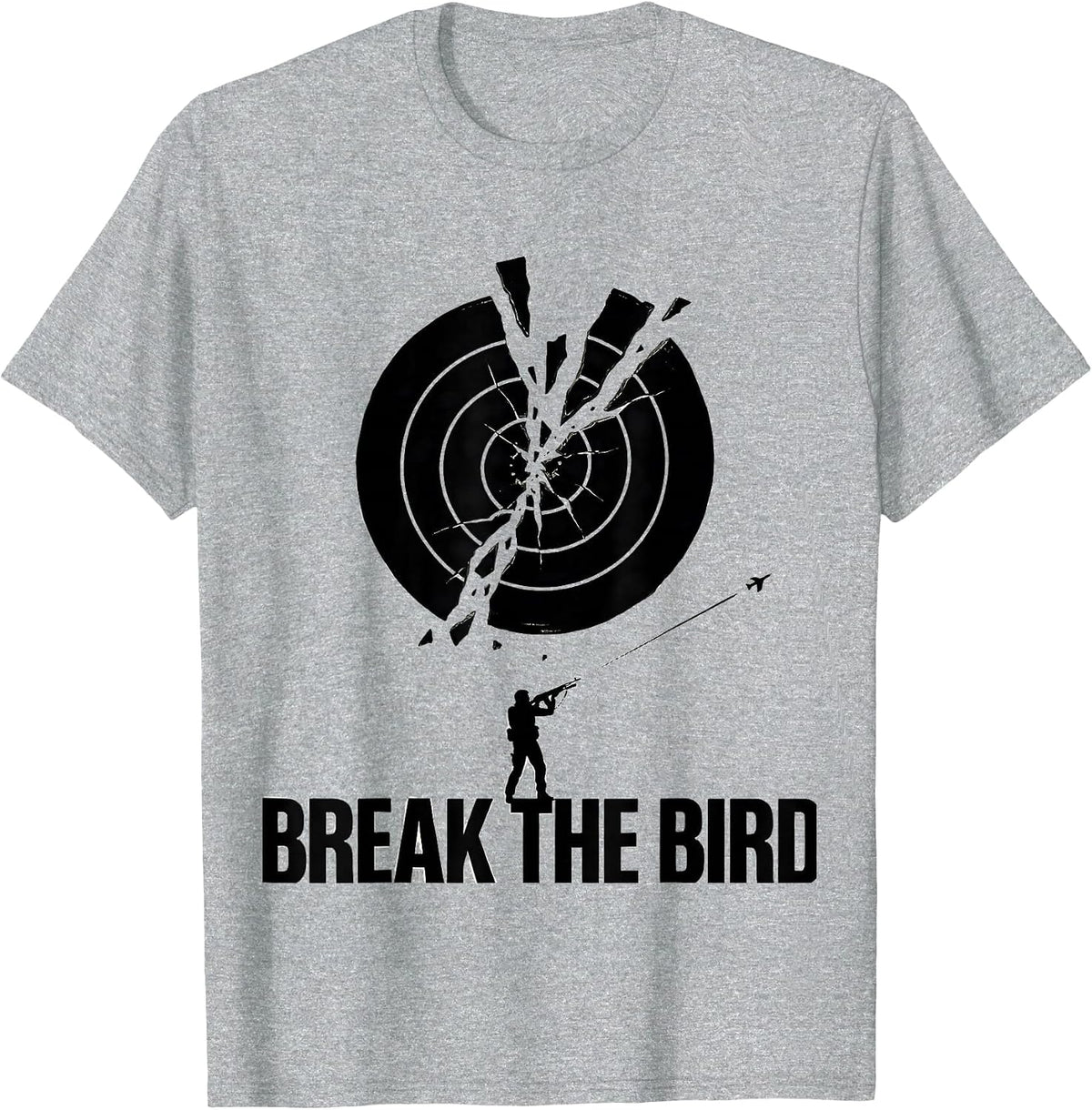 Men's Break The Bird Silhouette Skeet Trap Shooting Patriotic T-Shirt - Heather Grey