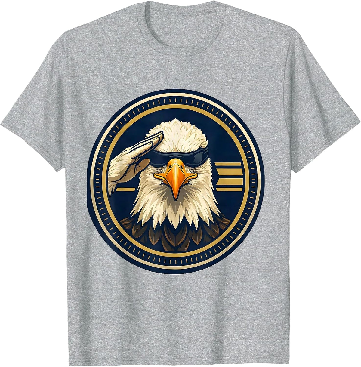 Men's Bald Eagle Self-Salute Emblem Eagle Lover Humor T-Shirt - Heather Grey