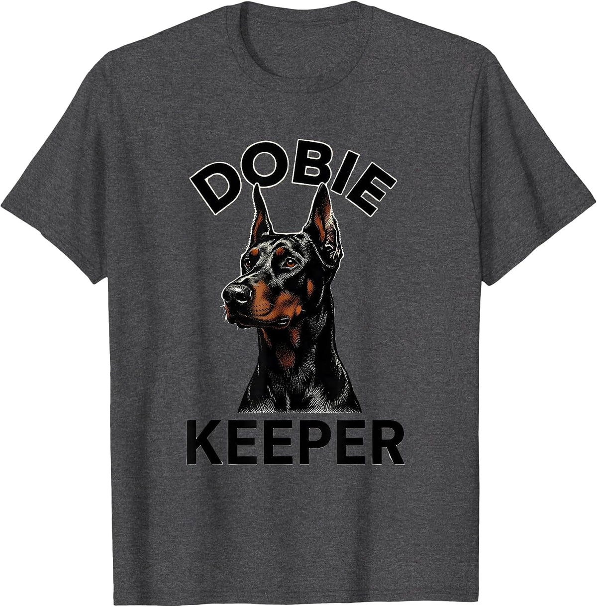 Dobie Keeper Doberman Silhouette Dog Owner Pride Humor T-Shirt - Dark Heather Grey