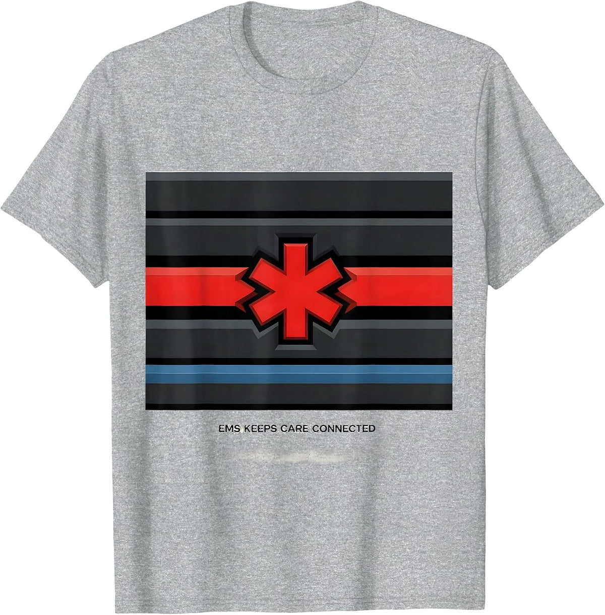 Men's EMS Keeps Care Connected Geometric Tribute First Responder T-Shirt - Heather Grey