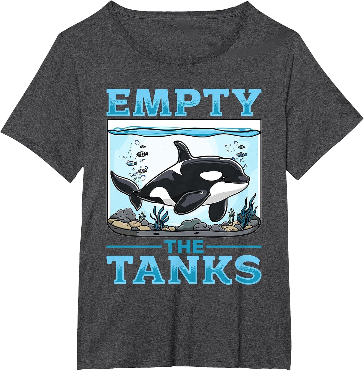 Funny Orca Animal Empty The Tanks T-Shirt - Dark Heather Grey