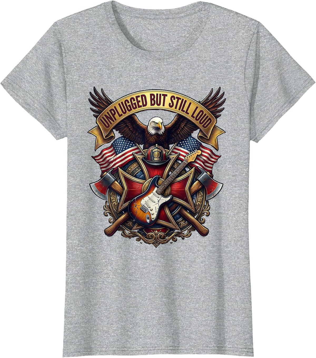 Unplugged But Still Loud Grunge Music Design T-Shirt - Heather Grey