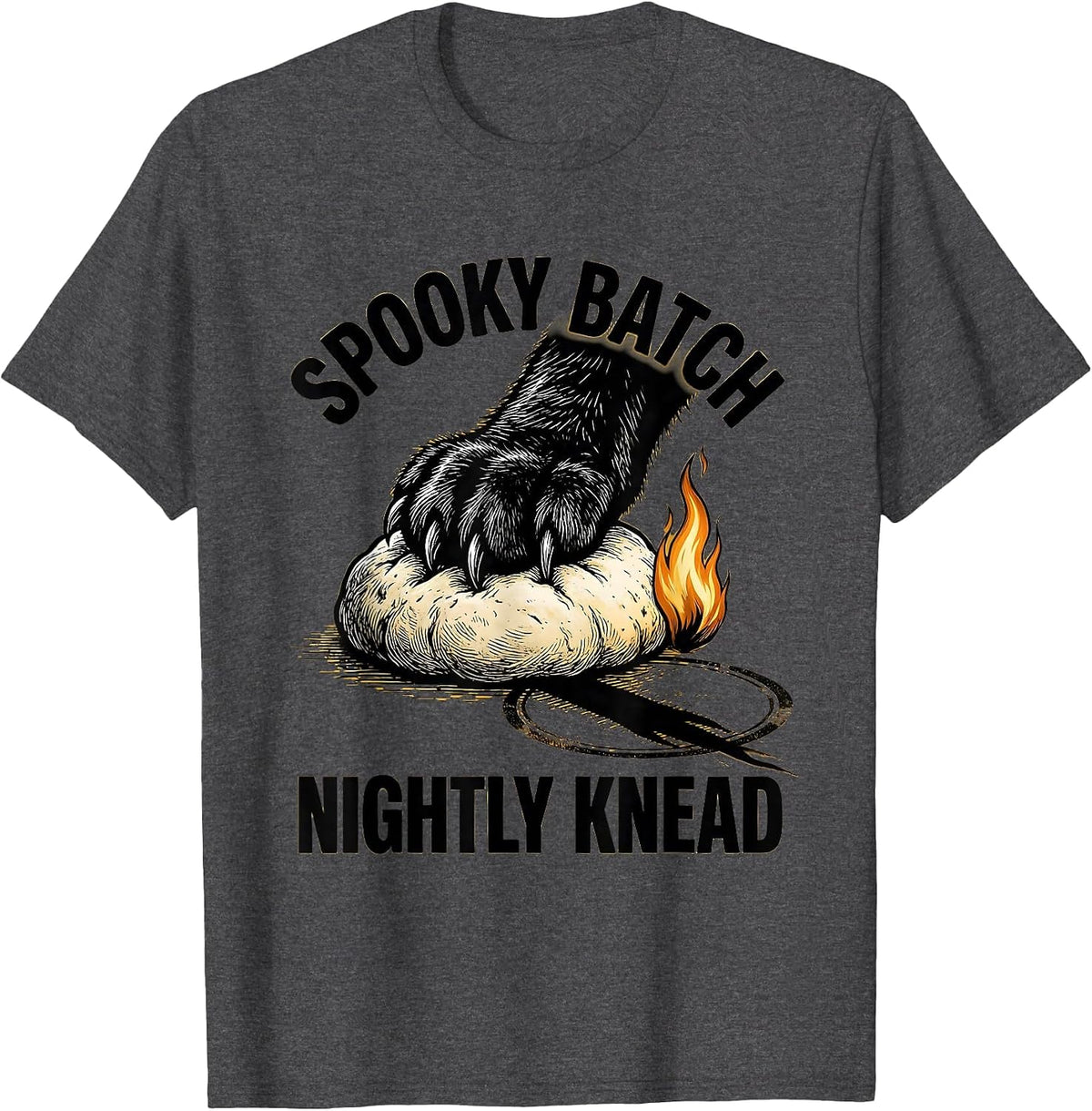 Spooky Batch Nightly Knead Funny Cat Bakery Biscuits T-Shirt - Dark Heather Grey